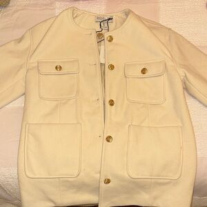 Rachel Zoe Cream pea coat with Gold Buttons